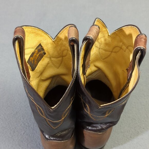Tony Lama Vintage Boots Men's 9B Brown Western Made In USA 1990 Style 2032 - Picture 7 of 16